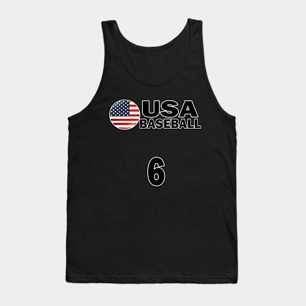 USA Baseball Number 6 T-shirt Design Tank Top by werdanepo